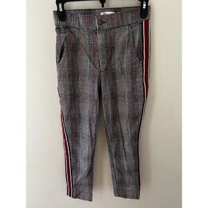 Hollister Women's High Rise Ankle Red Black Plaid Pants Size XS Twee Office